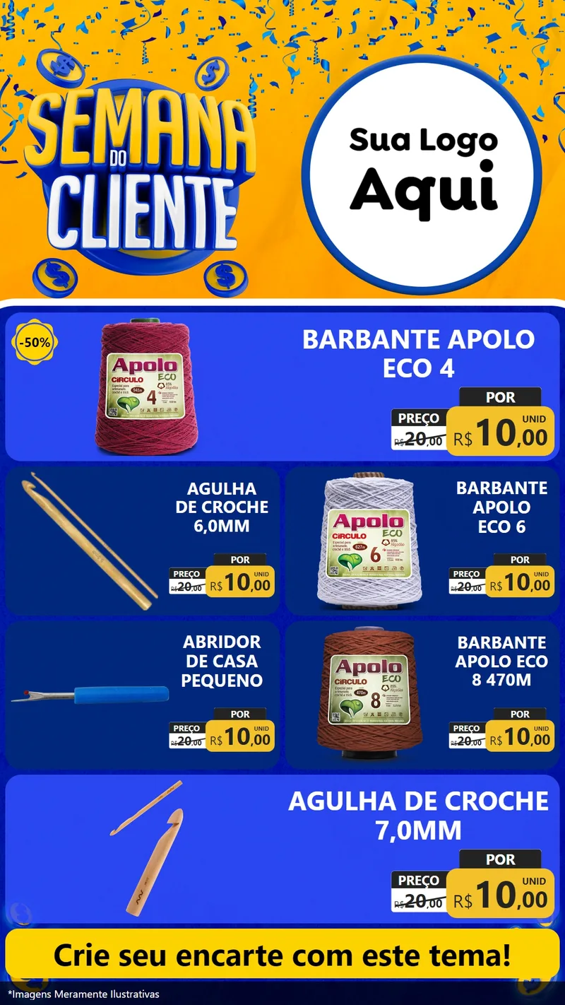 Modelo de TV para TV Vertical com o tema Semana do Cliente para Armarinho e Aviamentos
