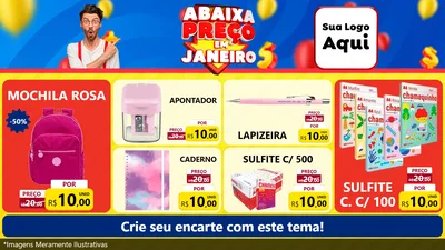 Modelo de TV para TV Horizontal com o tema Abaixa Preço em Janeiro para Papelaria