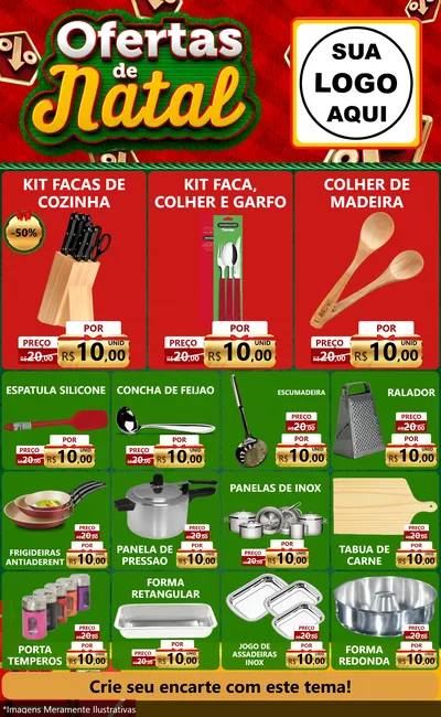 Modelo de Encarte para Encarte Grande com o tema Ofertas de Natal para Utilidades Domésticas