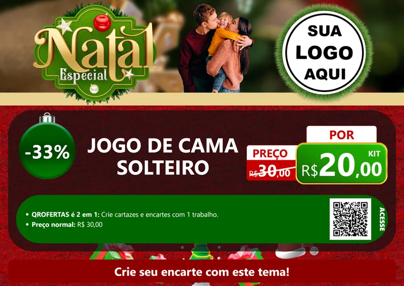 Modelo de Cartaz para Cartaz A4 Horizontal com o tema Natal Especial para Cama, Mesa e Banho