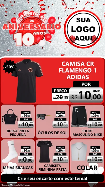 Modelo de Rede Social para Stories com o tema Promoção de Aniversário - 10 Anos para Roupas e acessórios
