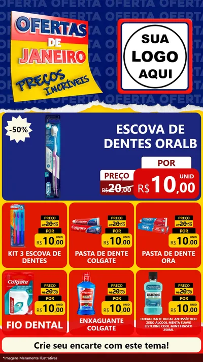 Modelo de Rede Social para Stories com o tema Ofertas de Janeiro - Preços Incríveis para Higiene Pessoal