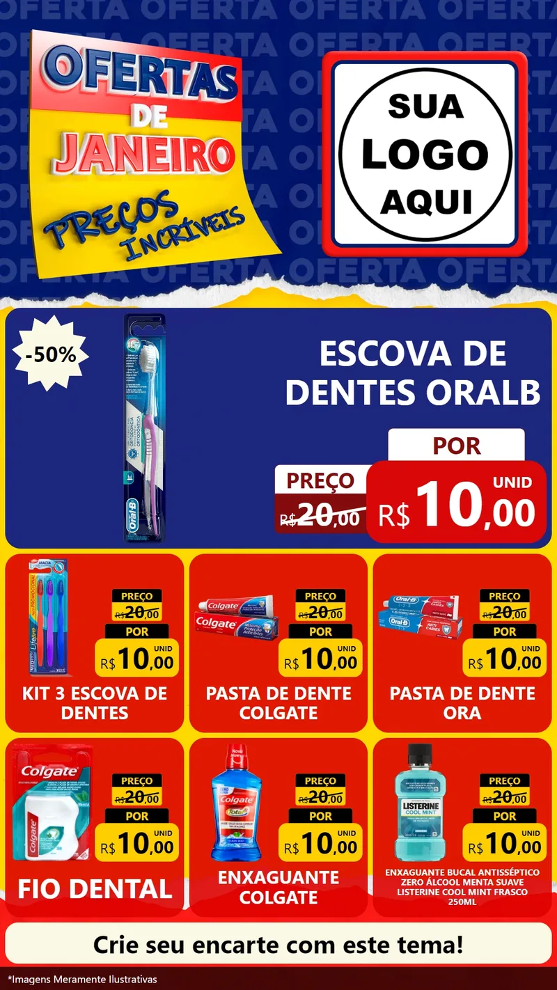Modelo de Rede Social para Stories com o tema Ofertas de Janeiro - Preços Incríveis para Higiene Pessoal