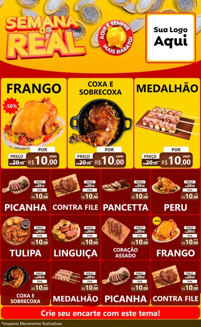 Modelo de Encarte para Encarte Grande com o tema Semana do Real para Assados
