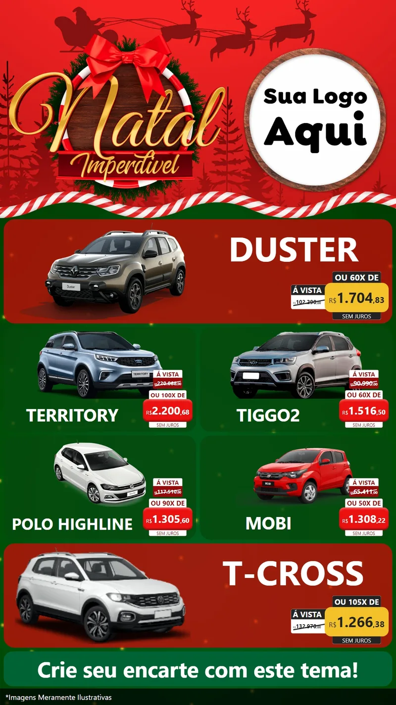 Modelo de TV para TV Vertical com o tema Natal Imperdível para Concessionaria de Carros
