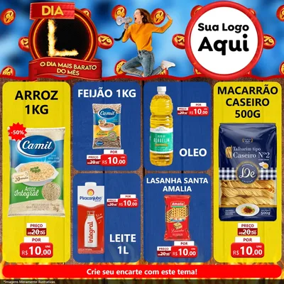 Modelo de Rede Social para Feed Facebook com o tema Dia L - O Dia Mais Barato Do Mês para Supermercado