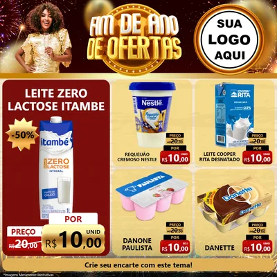 Modelo de Rede Social para Feed Facebook com o tema Fim de Ano de Ofertas para Frios e Laticínios