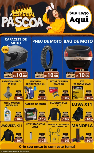 Modelo de Encarte para Encarte Grande com o tema Especial Páscoa para Moto peças