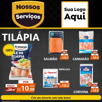 Modelo de Rede Social para Feed Facebook com o tema Nossos Serviços para Peixaria