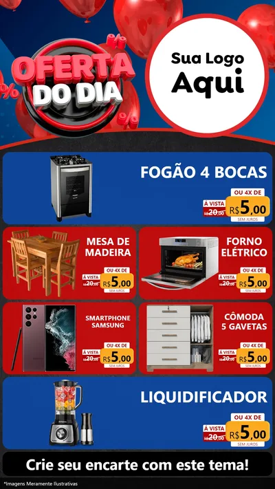 Modelo de TV para TV Vertical com o tema Oferta do Dia para Móveis e Eletro
