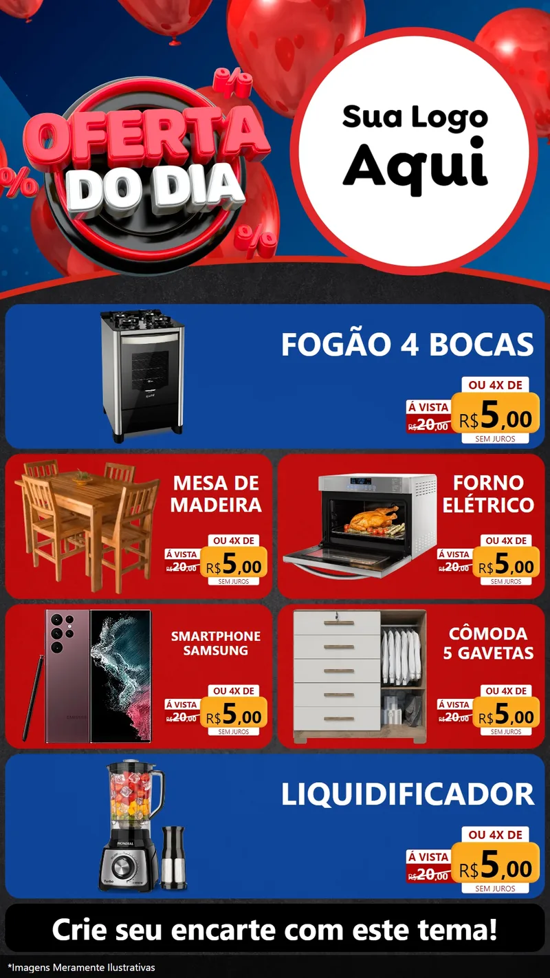 Modelo de TV para TV Vertical com o tema Oferta do Dia para Móveis e Eletro