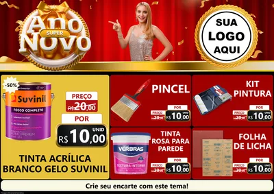 Modelo de Encarte para Encarte A4 Horizontal com o tema Super Ano Novo para Tintas e Ferramentas
