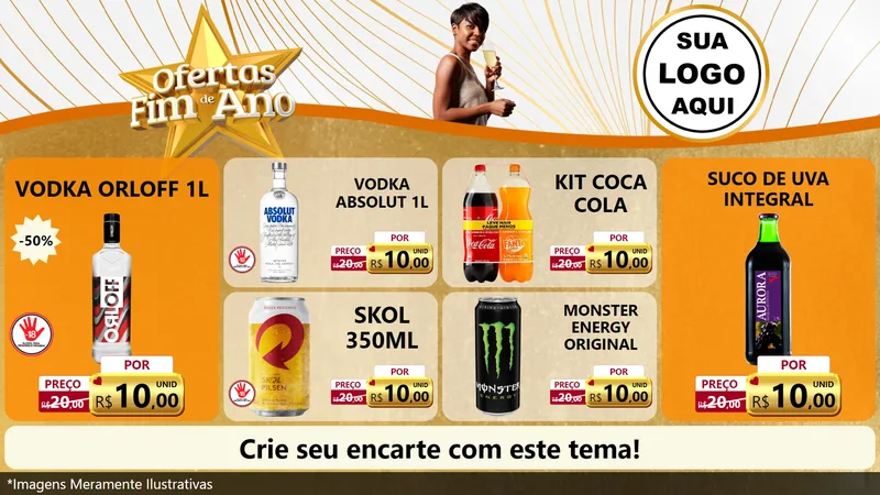 Modelo de TV para TV Horizontal com o tema Ofertas Fim de Ano para Distribuidora de bebidas