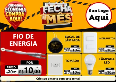 Modelo de Encarte para Encarte A4 Horizontal com o tema Fecha Mês para Materiais Elétricos