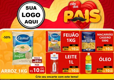 Modelo de Encarte para Encarte A4 Horizontal com o tema Mês Dos Pais para Supermercado