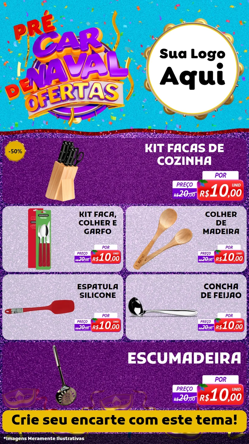 Modelo de TV para TV Vertical com o tema Pré Carnaval de Ofertas para Utilidades Domésticas