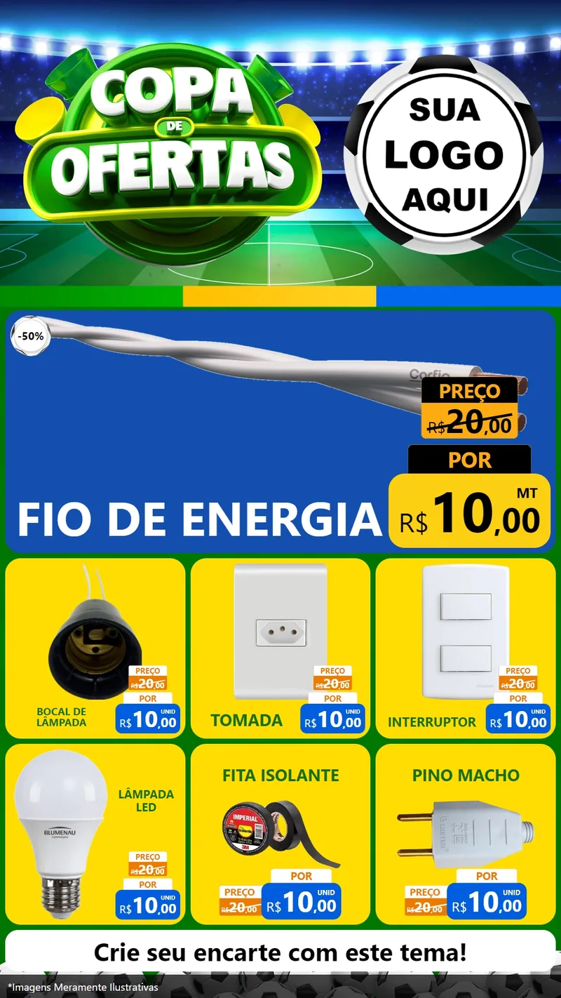 Modelo de Rede Social para Stories com o tema Copa de Ofertas para Materiais Elétricos