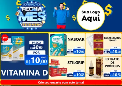 Modelo de Encarte para Encarte A4 Horizontal com o tema Operação Fecha Mês Setembro para Farmácia