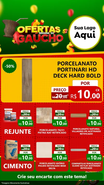 Modelo de Rede Social para Stories com o tema Ofertas Semana Do Gaúcho para Pisos e revestimentos
