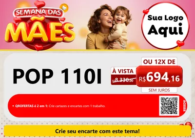 Modelo de Cartaz para Cartaz A4 Horizontal com o tema Semana das Mães para Concessionaria de Motos