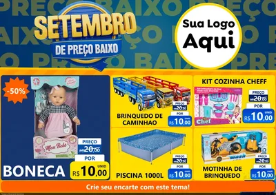 Modelo de Encarte para Encarte A4 Horizontal com o tema Setembro De Preço Baixo para Brinquedos