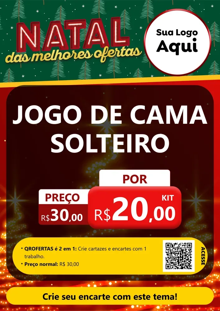 Modelo de Cartaz para Cartaz A4 Vertical com o tema Natal das Melhores Ofertas para Cama, Mesa e Banho
