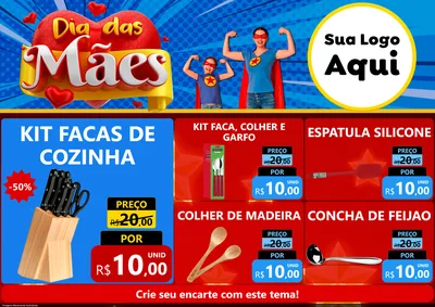 Modelo de Encarte para Encarte A4 Horizontal com o tema Dia das Mães para Utilidades Domésticas