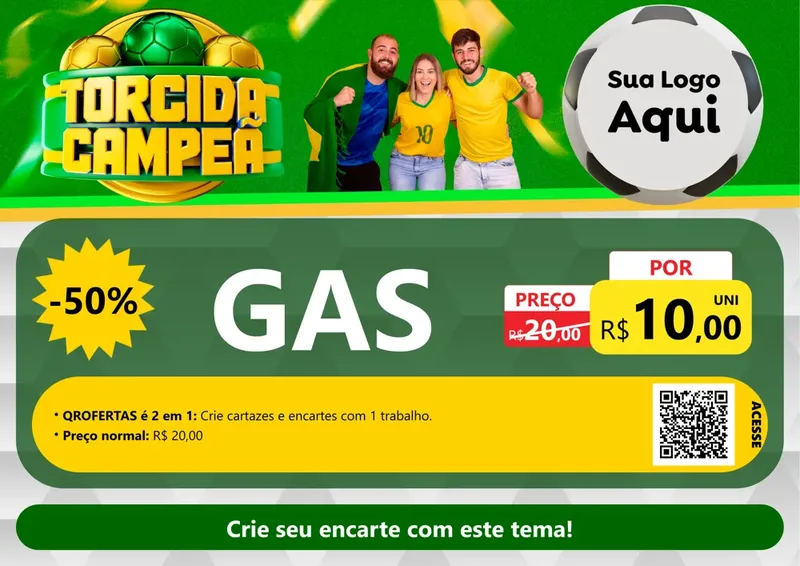 Modelo de Cartaz para Cartaz A4 Horizontal com o tema Torcida Campeã - Copa para Água e gás