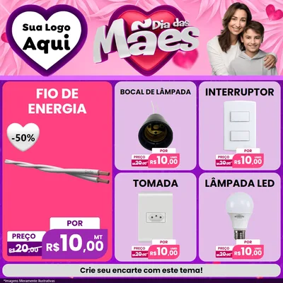 Modelo de Rede Social para Feed Facebook com o tema Dia das Mães para Materiais Elétricos