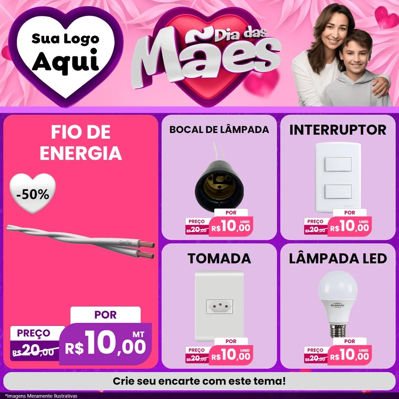 Modelo de Rede Social para Feed Facebook com o tema Dia das Mães para Materiais Elétricos