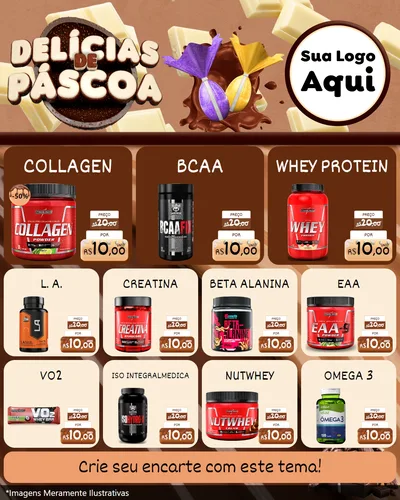 Modelo de Rede Social para Feed Instagram com o tema Delícias de Páscoa para Suplementos alimentares