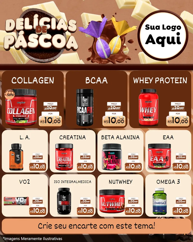 Modelo de Rede Social para Feed Instagram com o tema Delícias de Páscoa para Suplementos alimentares