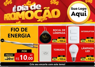 Modelo de Encarte para Encarte A4 Horizontal com o tema É Dia De Promoção para Materiais Elétricos