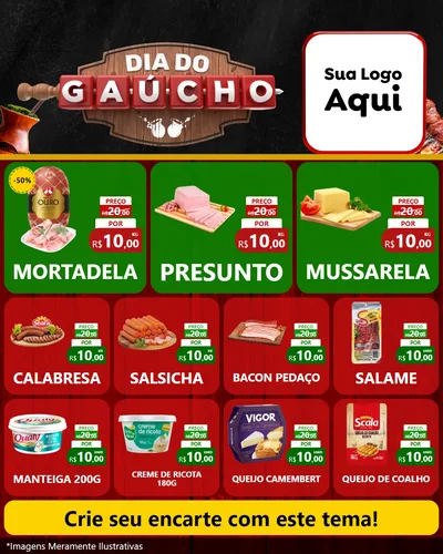 Modelo de Rede Social para Feed Instagram com o tema Dia do Gaúcho para Frios e Laticínios