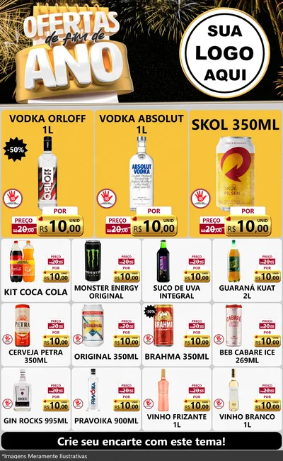 Modelo de Encarte para Encarte Grande com o tema Ofertas de Fim de Ano para Distribuidora de bebidas