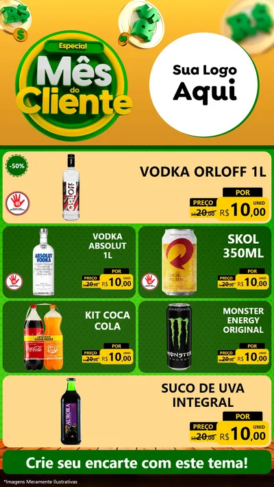 Modelo de TV para TV Vertical com o tema Especial Mês do Cliente para Distribuidora de bebidas