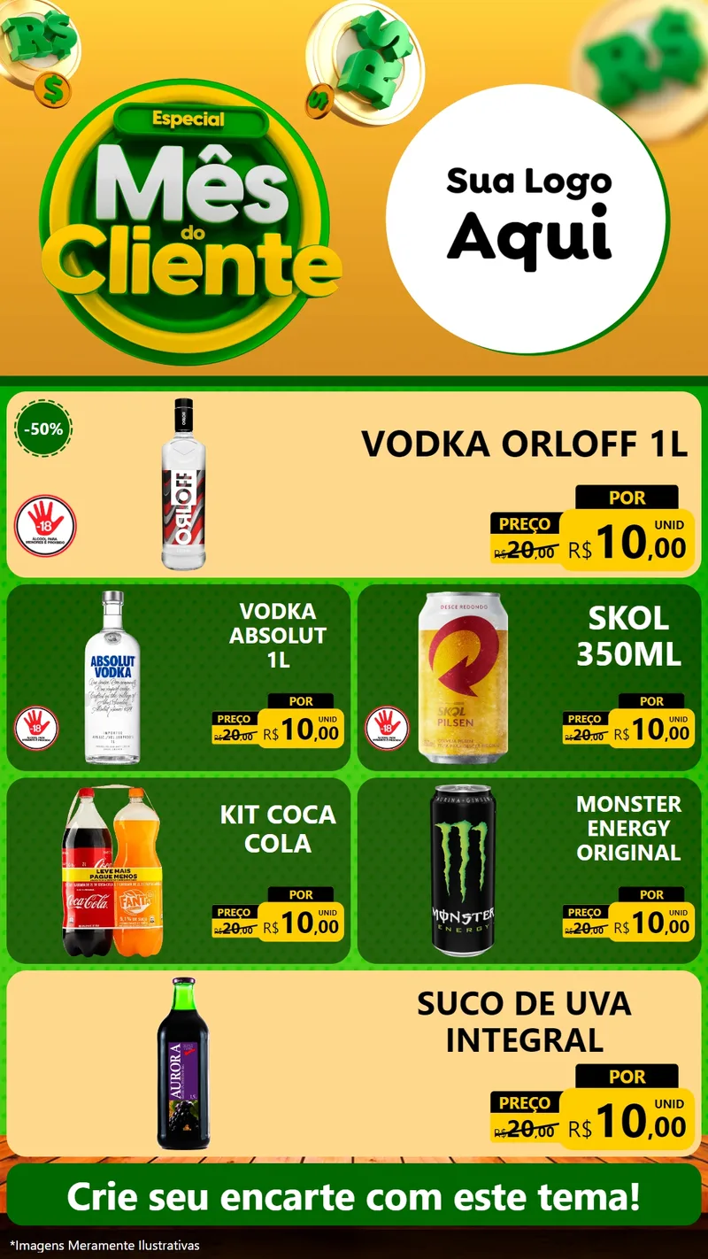Modelo de TV para TV Vertical com o tema Especial Mês do Cliente para Distribuidora de bebidas