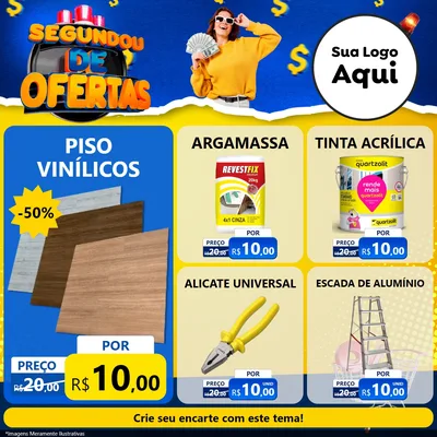 Modelo de Rede Social para Feed Facebook com o tema Segundou de Ofertas para Material para Construção