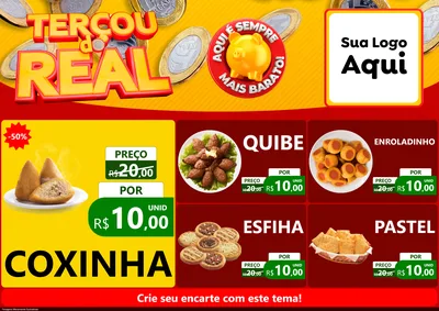 Modelo de Encarte para Encarte A4 Horizontal com o tema Terçou do Real para Salgadaria