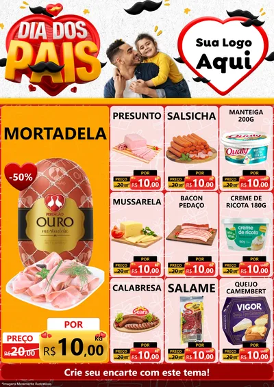 Modelo de Encarte para Encarte A4 Vertical com o tema Dia dos Pais para Frios e Laticínios