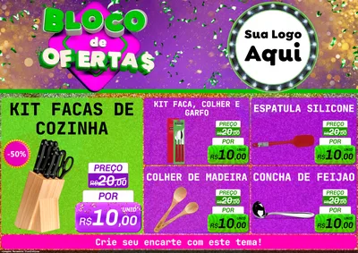Modelo de Encarte para Encarte A4 Horizontal com o tema Bloco de Ofertas para Utilidades Domésticas
