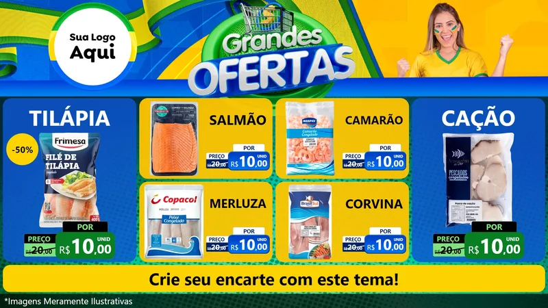Modelo de TV para TV Horizontal com o tema Grandes Ofertas para Peixaria