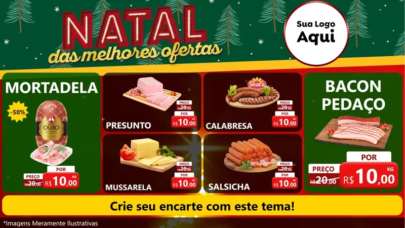 Modelo de TV para TV Horizontal com o tema Natal das Melhores Ofertas para Frios e Laticínios