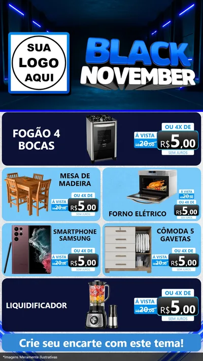 Modelo de TV para TV Vertical com o tema Black November para Móveis e Eletro