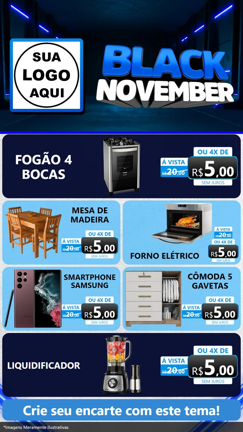 Modelo de TV para TV Vertical com o tema Black November para Móveis e Eletro