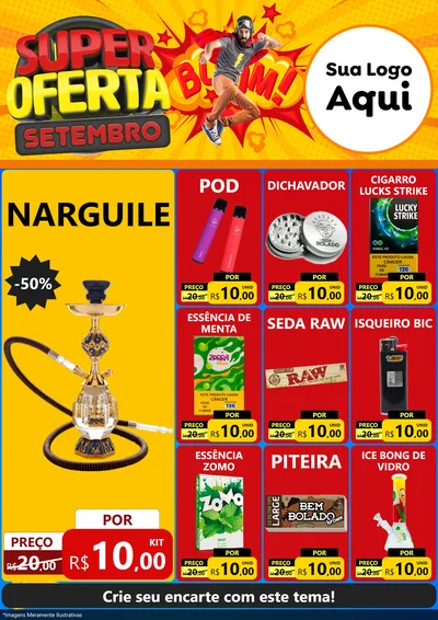 Modelo de Encarte para Encarte A4 Vertical com o tema Super Oferta Setembro para Tabacaria