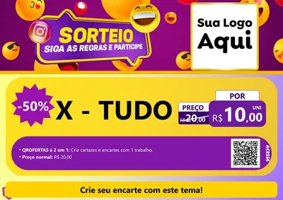 Modelo de Cartaz para Cartaz A4 Horizontal com o tema Sorteio para Hamburgueria
