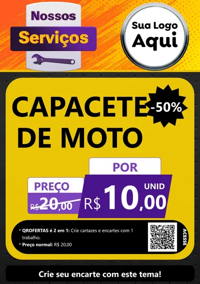 Modelo de Cartaz para Cartaz A4 Vertical com o tema Nossos Serviços para Moto peças