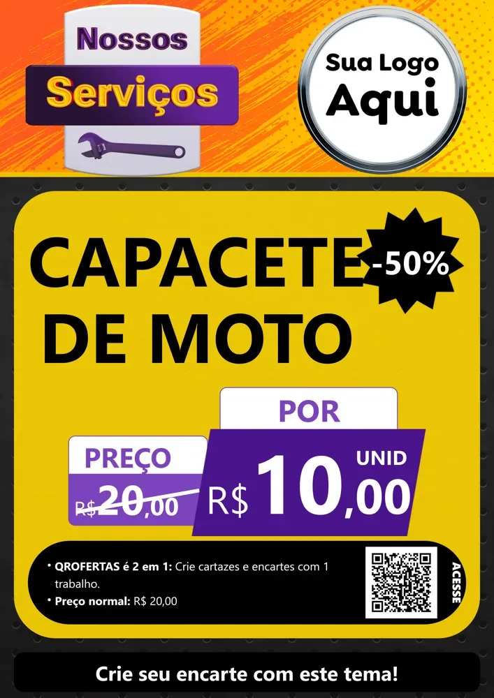Modelo de Cartaz para Cartaz A4 Vertical com o tema Nossos Serviços para Moto peças
