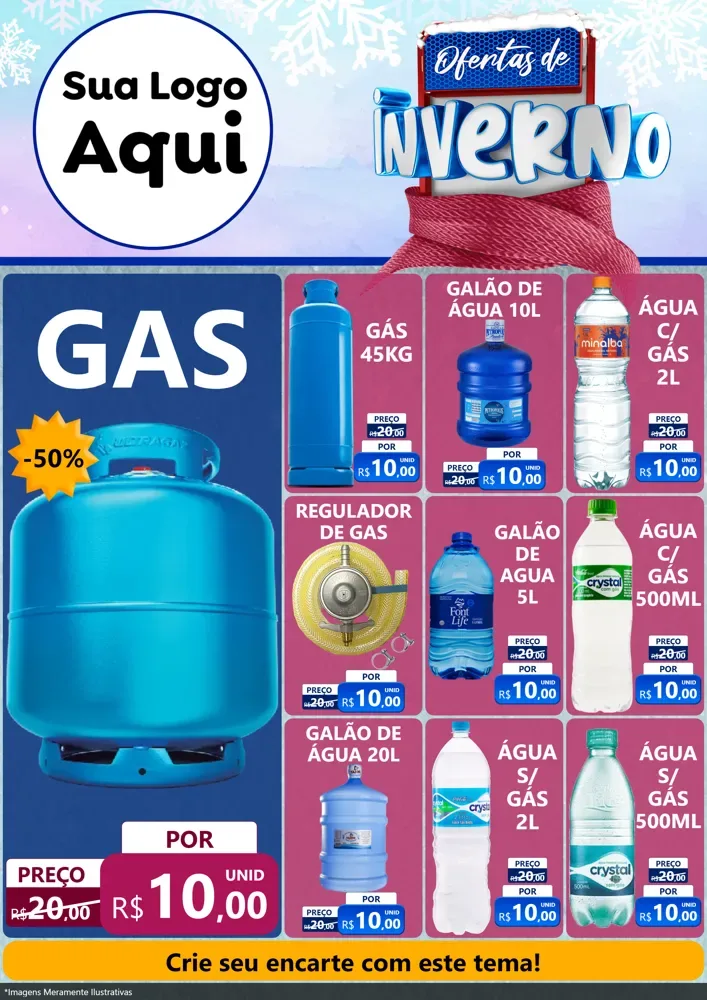 Modelo de Encarte para Encarte A4 Vertical com o tema Ofertas de Inverno para Água e gás